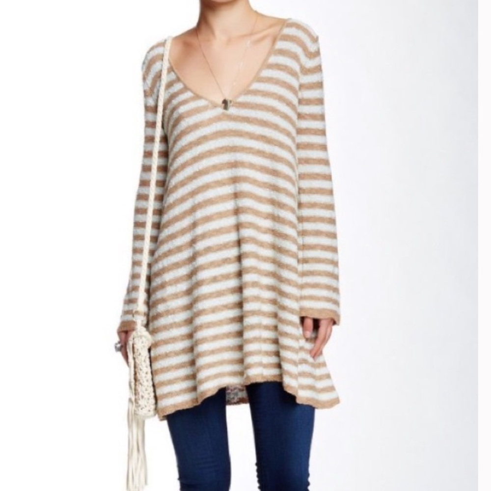 Free People Striped Tunic dress - Mint/camel - L